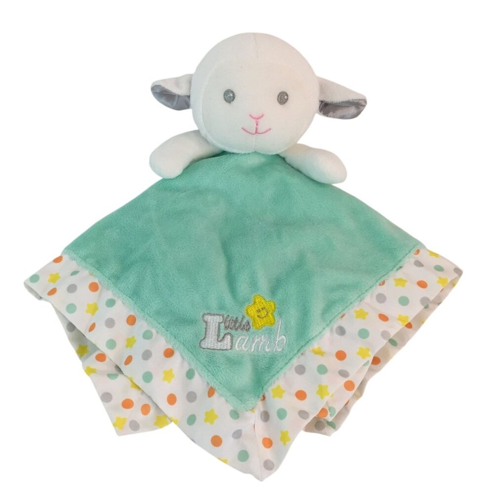 Garanimals Green Little Lamb Lovey Polka Dots Satin Back Rattle Security Blanket